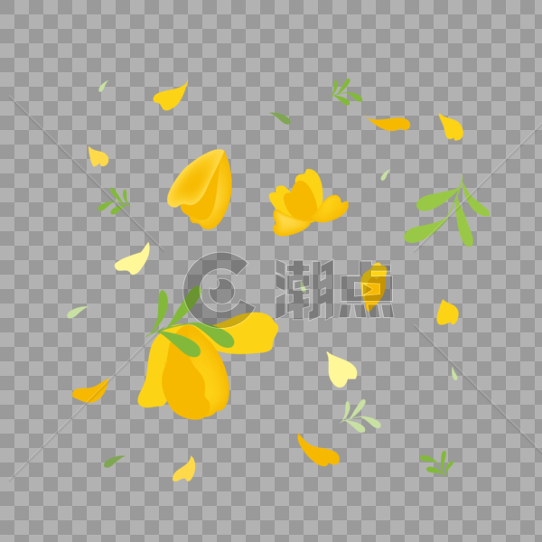 黄色花朵叶子漂浮素材图片素材免费下载