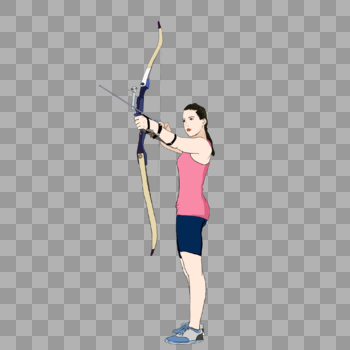 手绘奥林匹克日女射箭运动员射箭动作图片素材免费下载