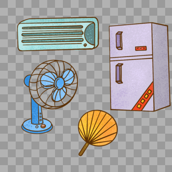 空调冰箱扇子电风扇凉爽的夏天图片素材免费下载