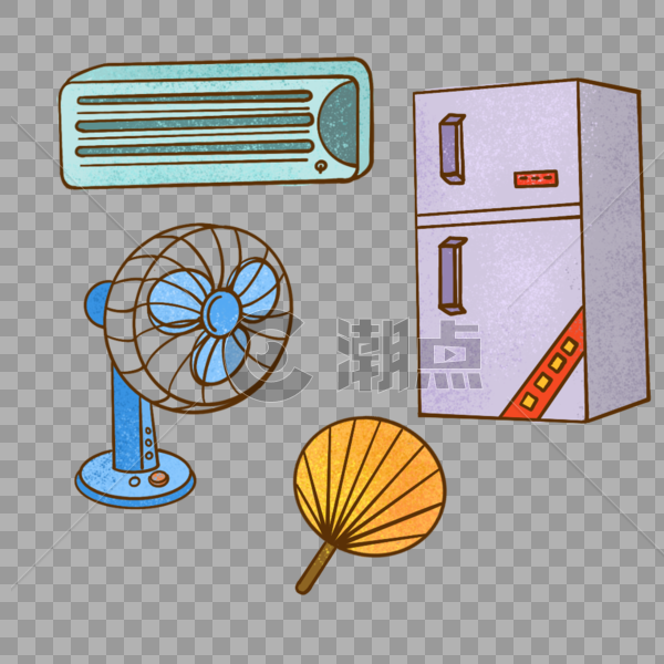空调冰箱扇子电风扇凉爽的夏天图片素材免费下载
