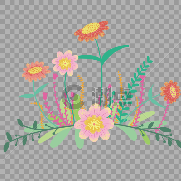 手绘清新植物花卉植被图片素材免费下载