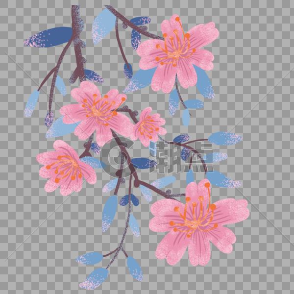手绘清新粉色花朵图片素材免费下载