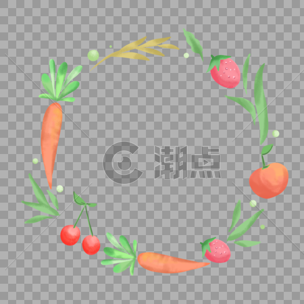 清新夏天水彩蔬菜水果边框图片素材免费下载
