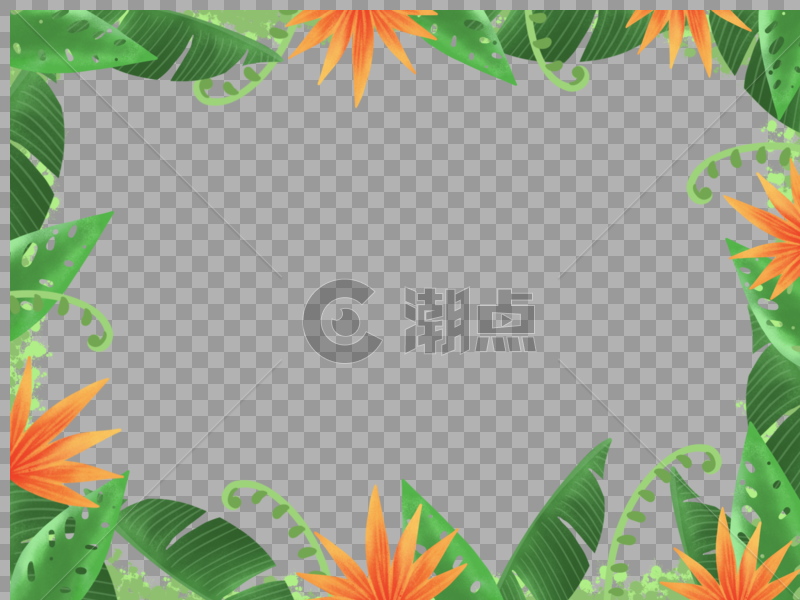 清新水彩热带植物边框背景图片素材免费下载