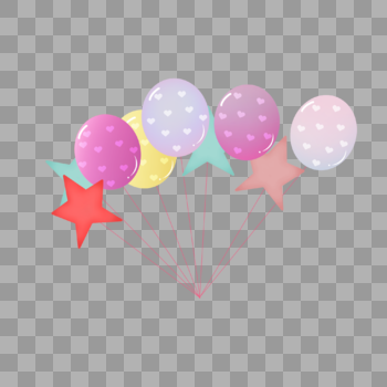 手绘生日彩色节日漂浮气球素材图片素材免费下载