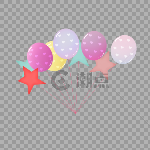 手绘生日彩色节日漂浮气球素材图片素材免费下载