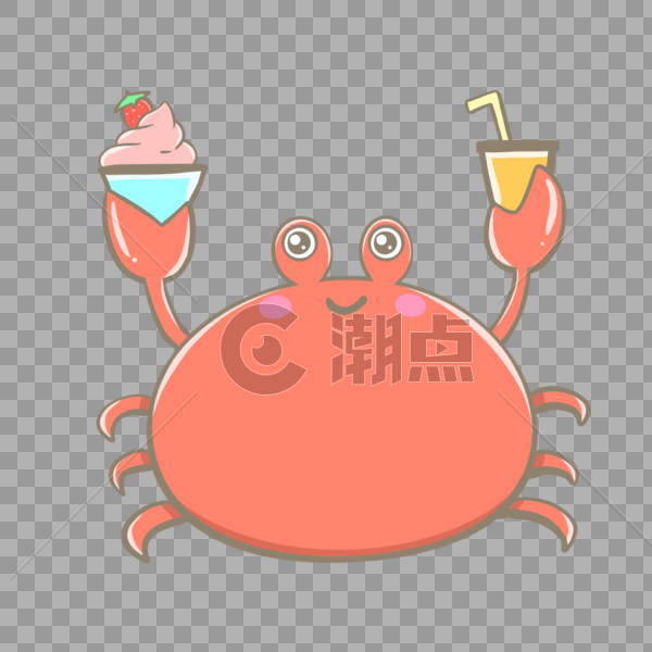 夏天吃冷饮的螃蟹图片素材免费下载