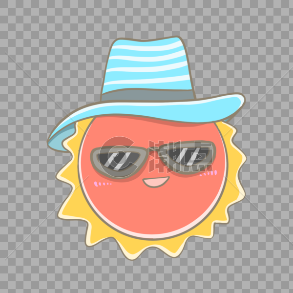 夏天戴帽子的太阳图片素材免费下载