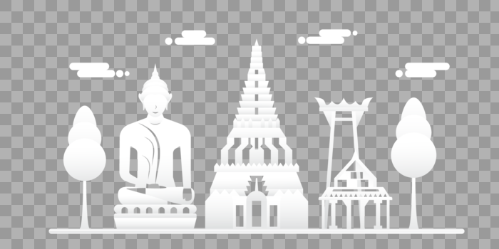 泰国剪纸风建筑图片素材免费下载