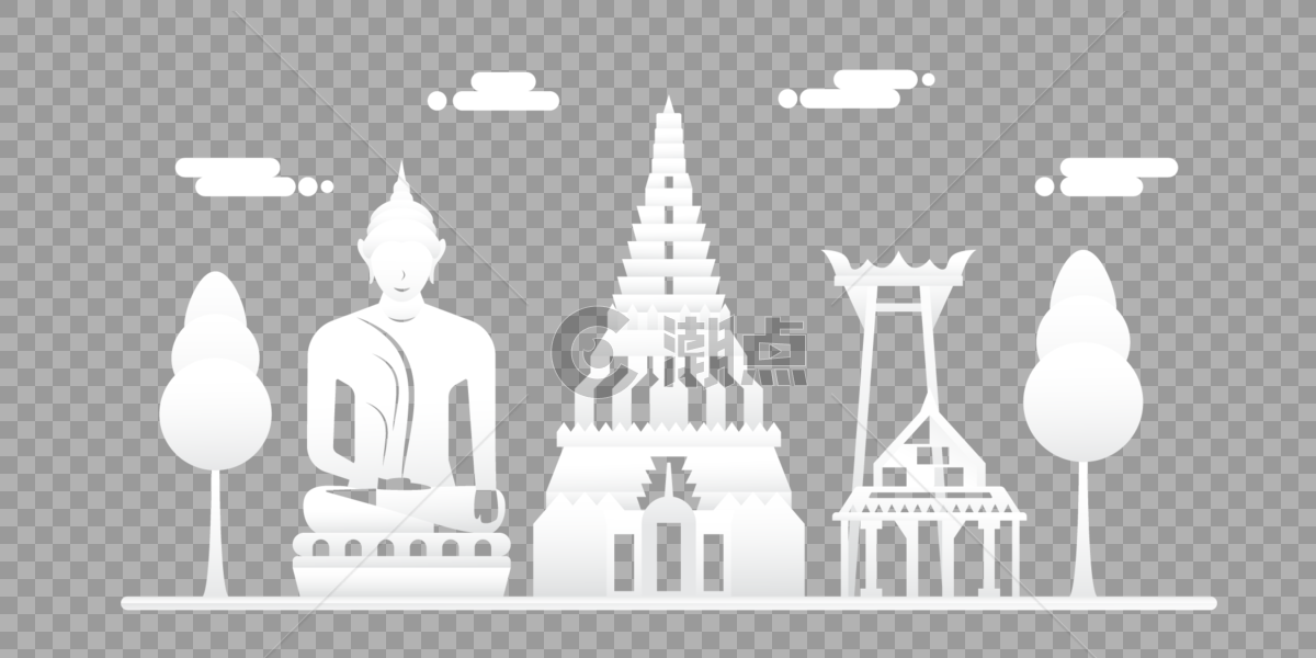 泰国剪纸风建筑图片素材免费下载