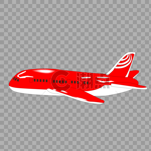 卡通手绘红色飞机图片素材免费下载