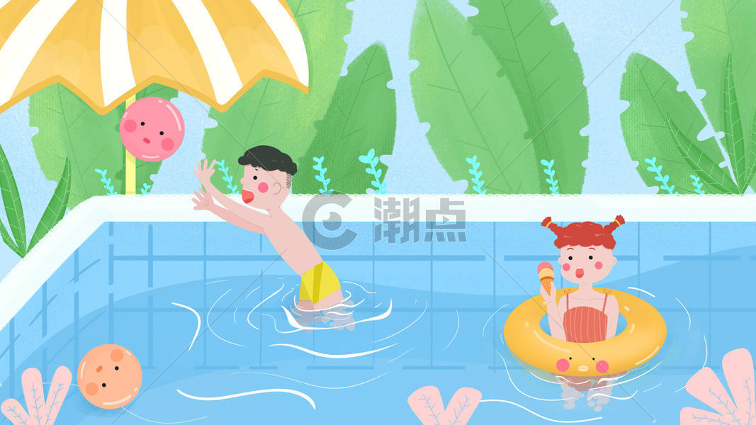 夏天泳池游泳夏至植物泳衣图片素材免费下载