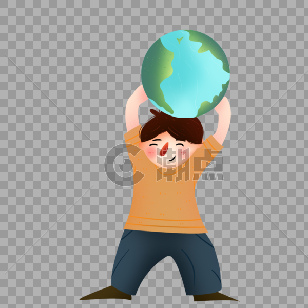 举着地球的男孩图片素材免费下载