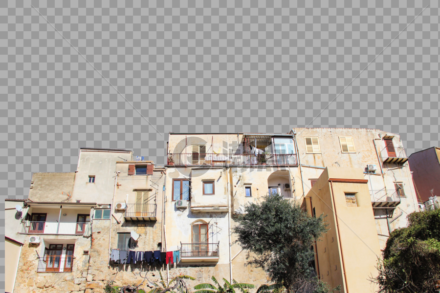 西西里岛切法卢小镇房屋图片素材免费下载