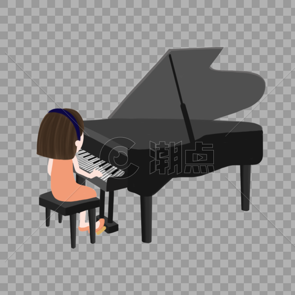 手绘暑假培训音乐节钢琴女孩图片素材免费下载