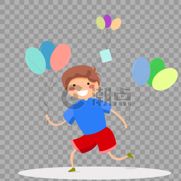 男孩放飞气球图片素材免费下载