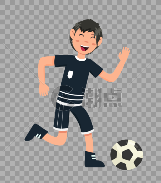 黑色衣服的踢球的小男孩图片素材免费下载