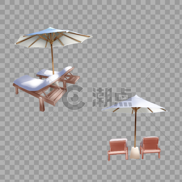沙滩椅遮阳伞图片素材免费下载