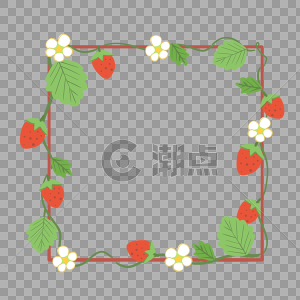 夏天草莓植物边框图片素材免费下载