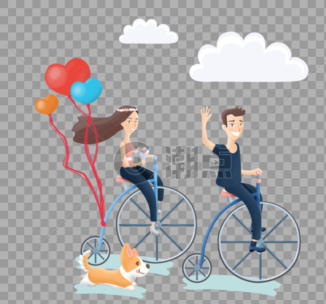 骑自行车的情侣图片素材免费下载