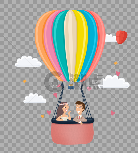 情侣坐热气球图片素材免费下载