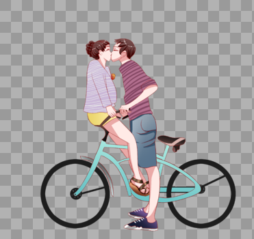 自行车上亲吻的情侣图片素材免费下载