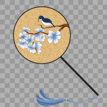蓝色花朵扇子图片素材免费下载