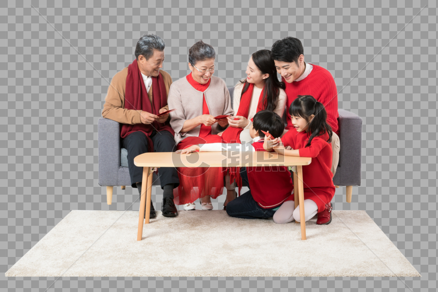 新年家庭发红包压岁钱图片素材免费下载