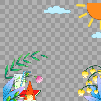 夏日西瓜树叶边框图片素材免费下载