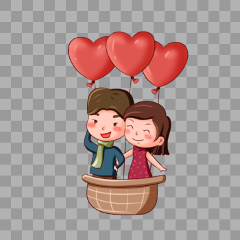 热气球上的情侣图片素材免费下载