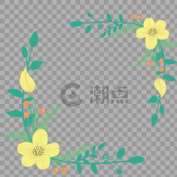 手绘清新花卉植物植被边框图片素材免费下载