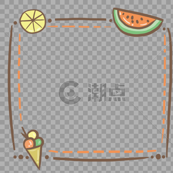 手绘夏天清新西瓜冰淇淋柠檬边框图片素材免费下载
