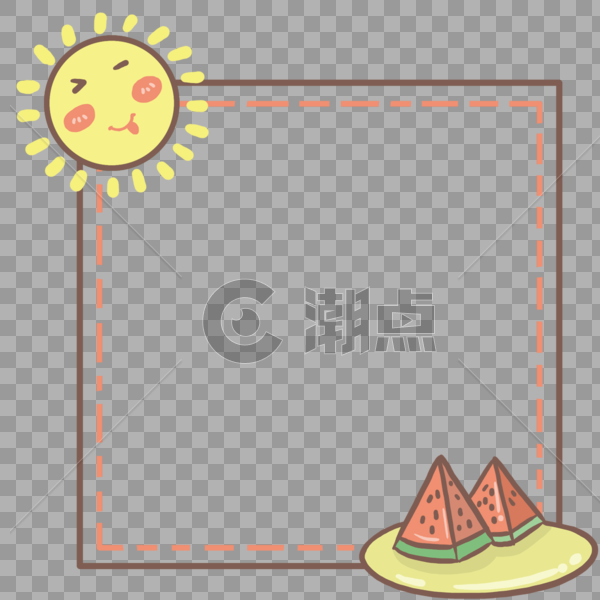 手绘夏天清新太阳西瓜水果边框图片素材免费下载