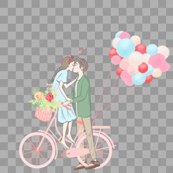 自行车上亲吻的情侣图片素材免费下载