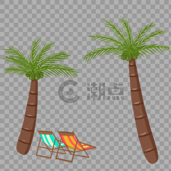 海边椰子树沙滩椅图片素材免费下载