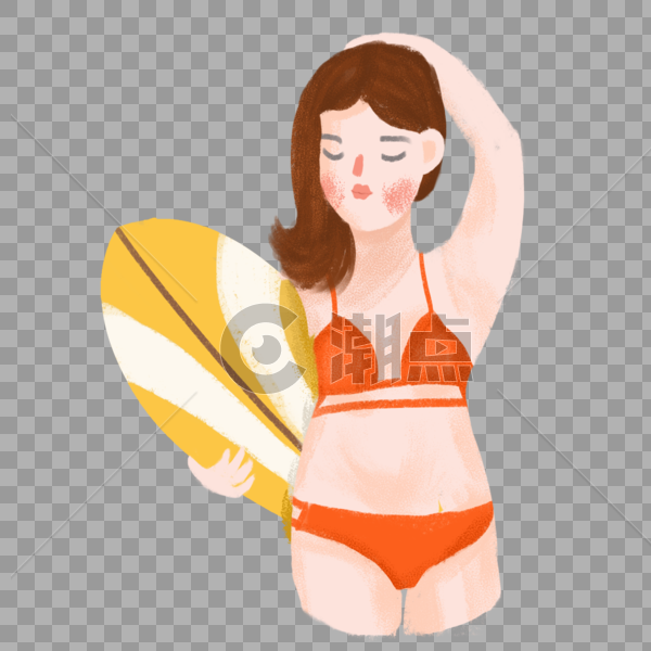 大暑夏天海边冲浪的美女图片素材免费下载