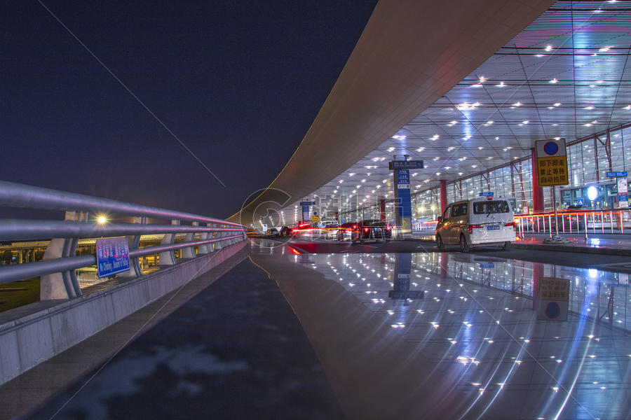 夜景的首都机场图片素材免费下载