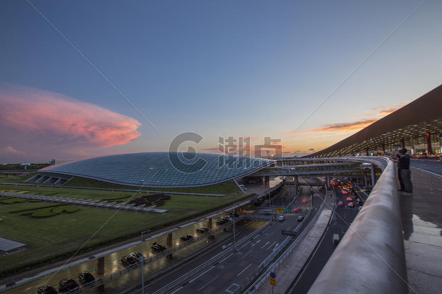 日落的首都机场图片素材免费下载