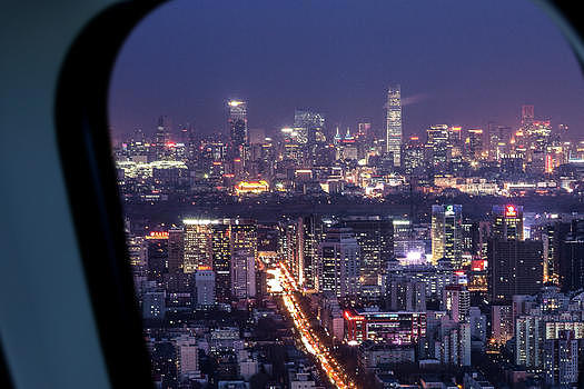 飞机窗外美丽夜景图片素材免费下载