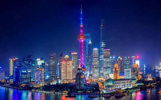 航拍上海城市夜景陆家嘴核心风光1图片素材免费下载