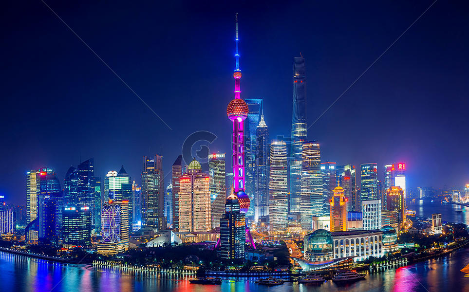 航拍上海城市夜景陆家嘴核心风光1图片素材免费下载