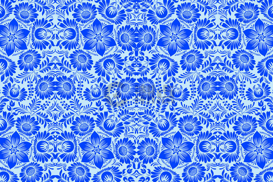 蓝色花纹布料图案图片素材免费下载