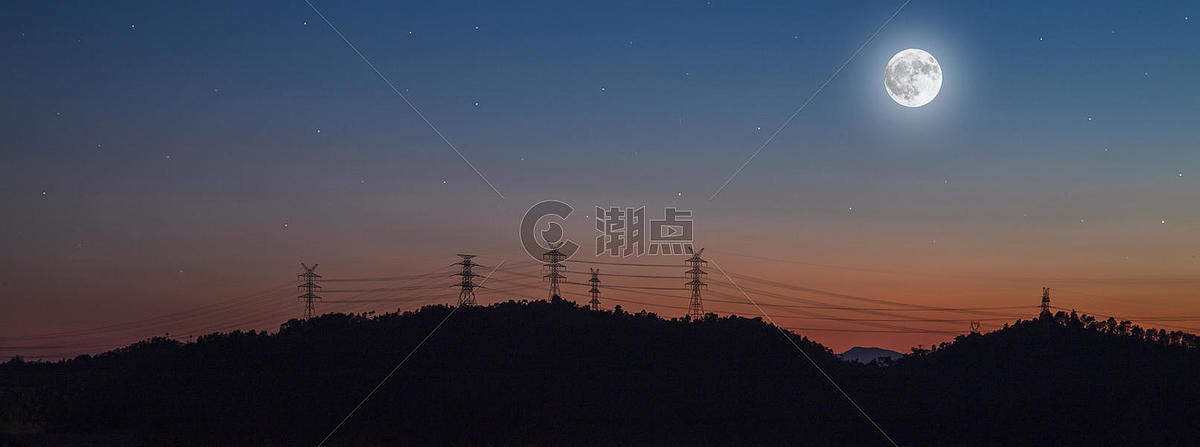 明月高悬乡村夜景图片素材免费下载