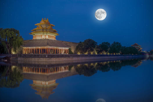 紫禁城湖光月色图片素材免费下载