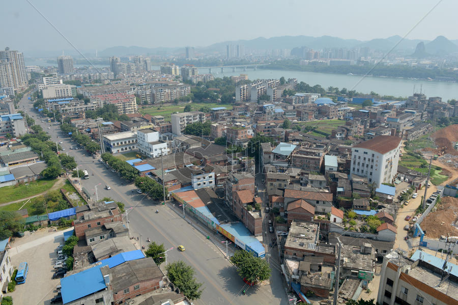 柳州市白沙村改造景象，从高楼俯瞰图片素材免费下载