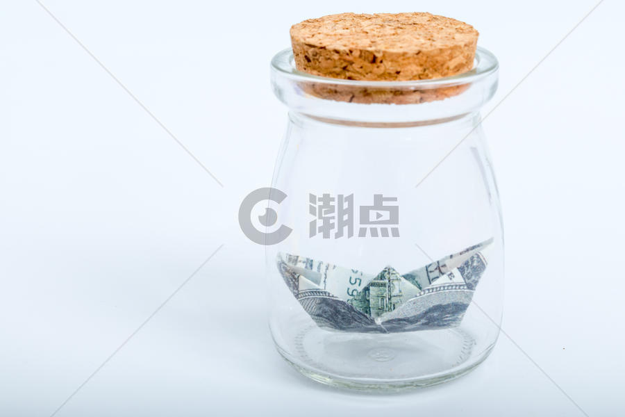 玻璃瓶货币手工艺纸船图片素材免费下载