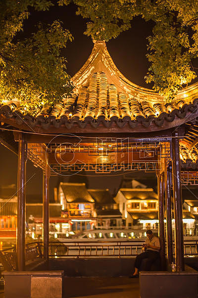 夜景凉亭朱家角古镇建筑摄影图3541*5311图片素材免费下载-编号610675-潮点视频