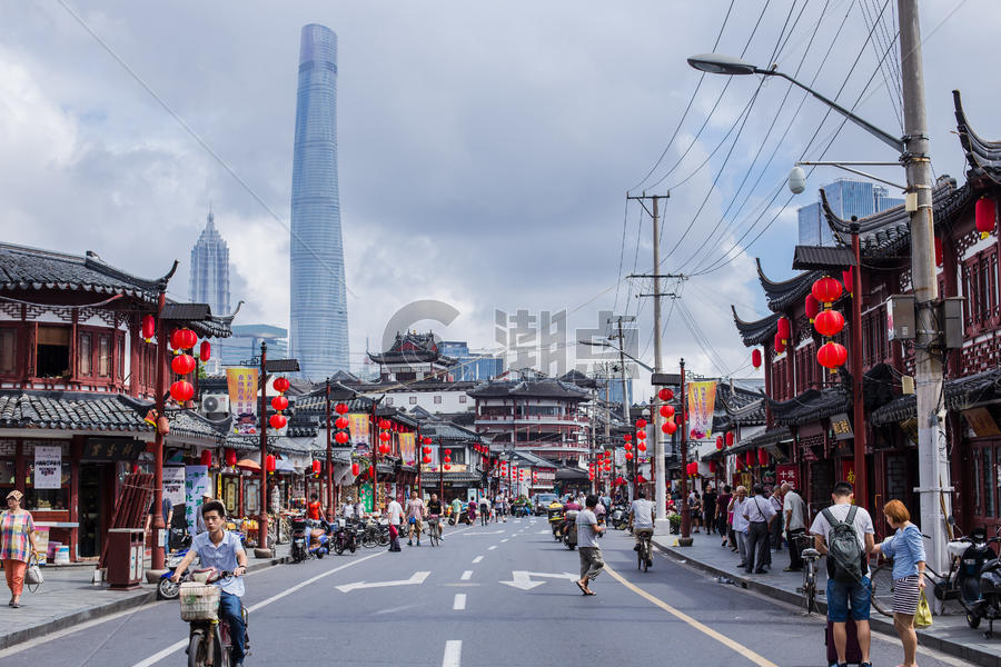 上海老街红灯笼喜庆国庆图片素材免费下载