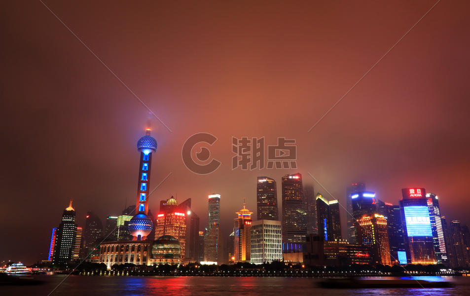 上海外滩东方明珠夜景图片素材免费下载
