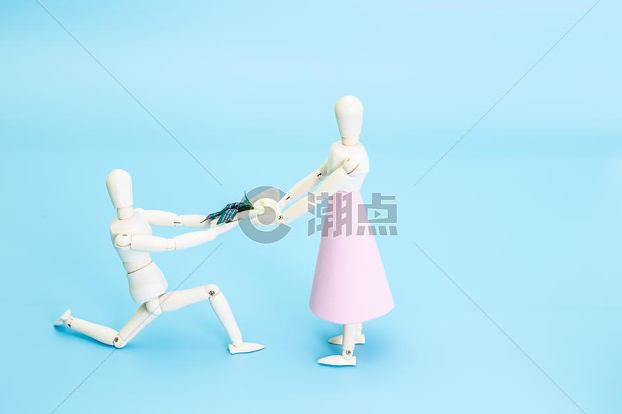 清新文艺木偶情侣浪漫求婚图片素材免费下载